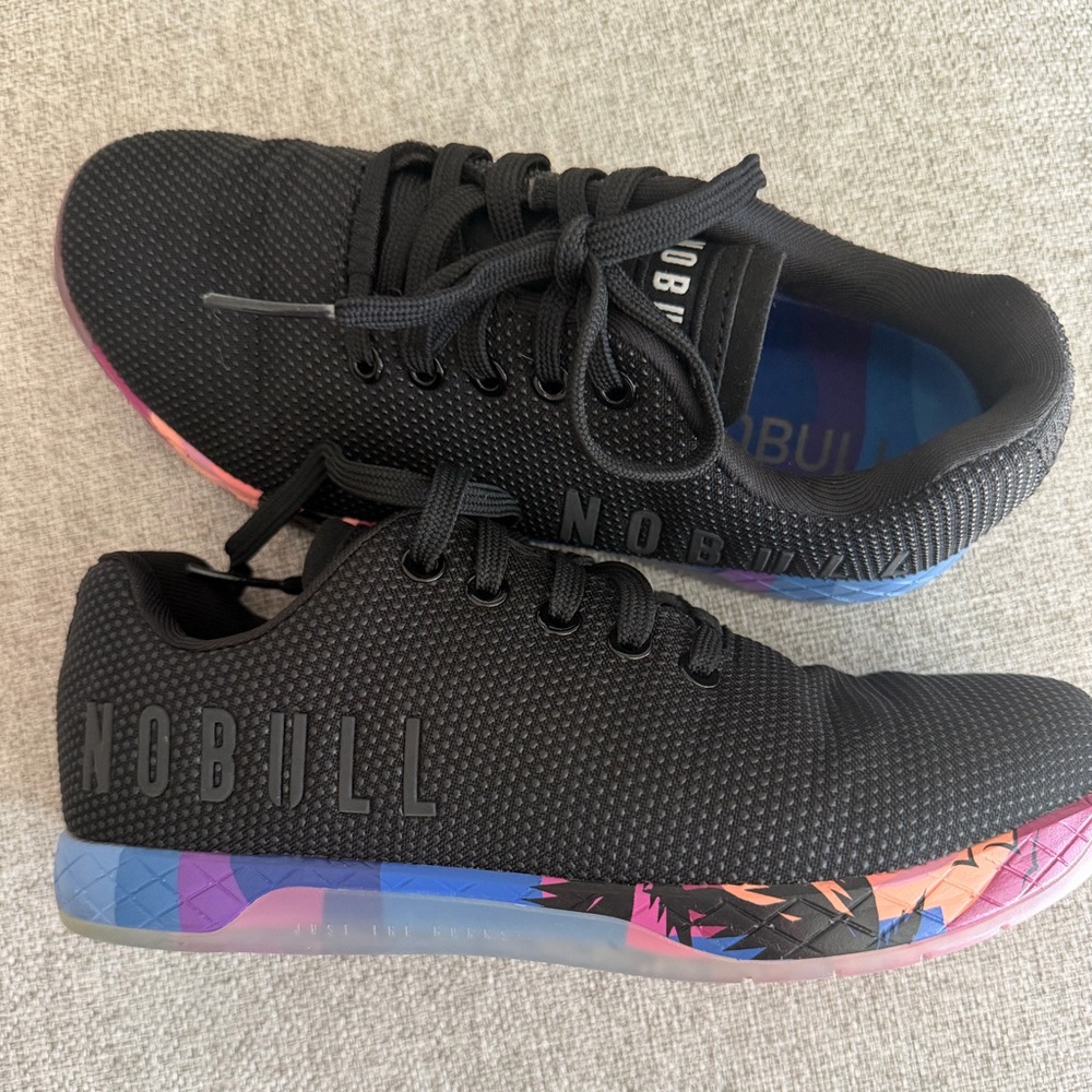NOBULL Women’s Outwork Black Sunset Sneakers with additional colored laces